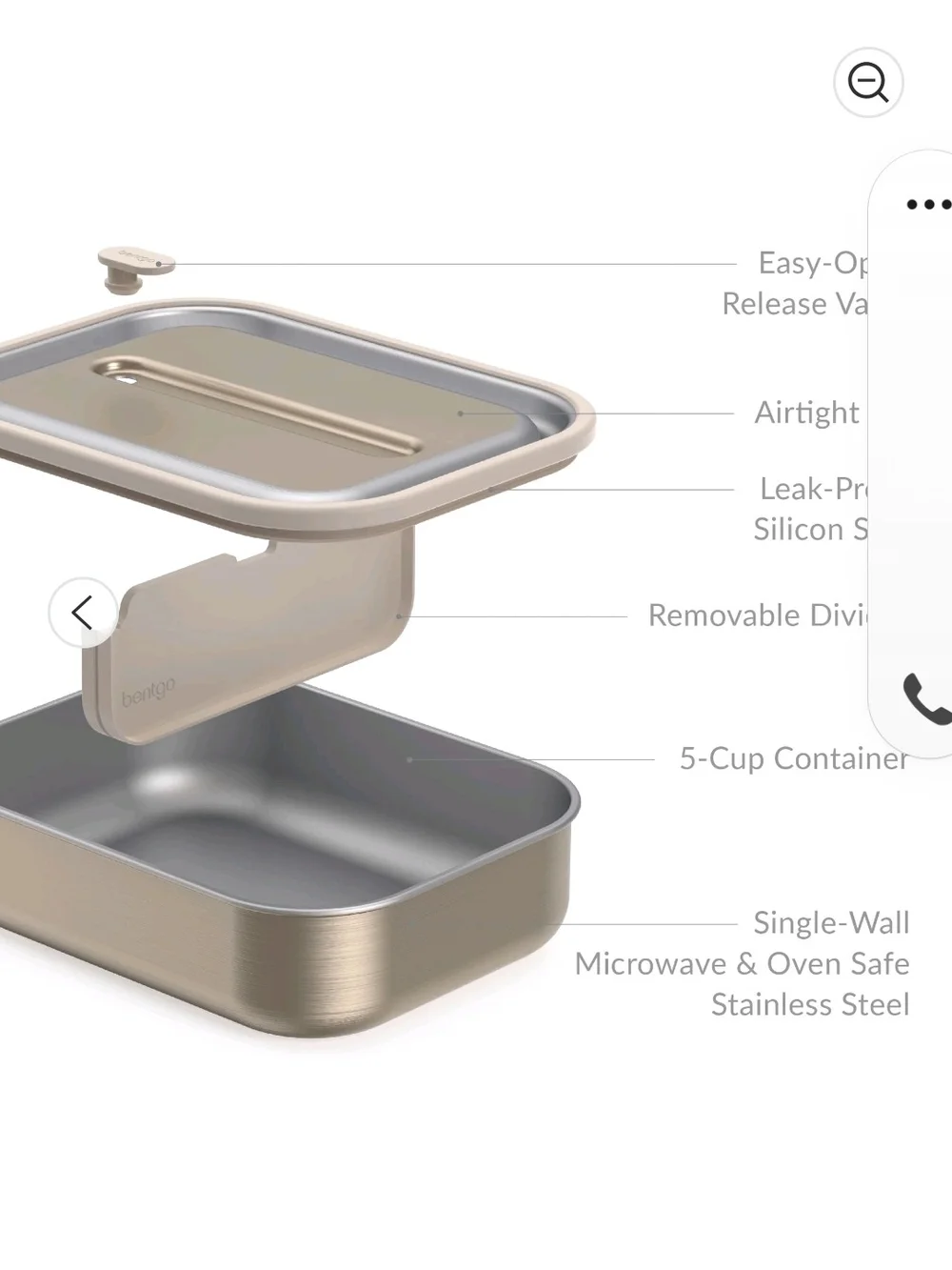 bentgo Microsteel Leak-Proof Lunch Box in Gold